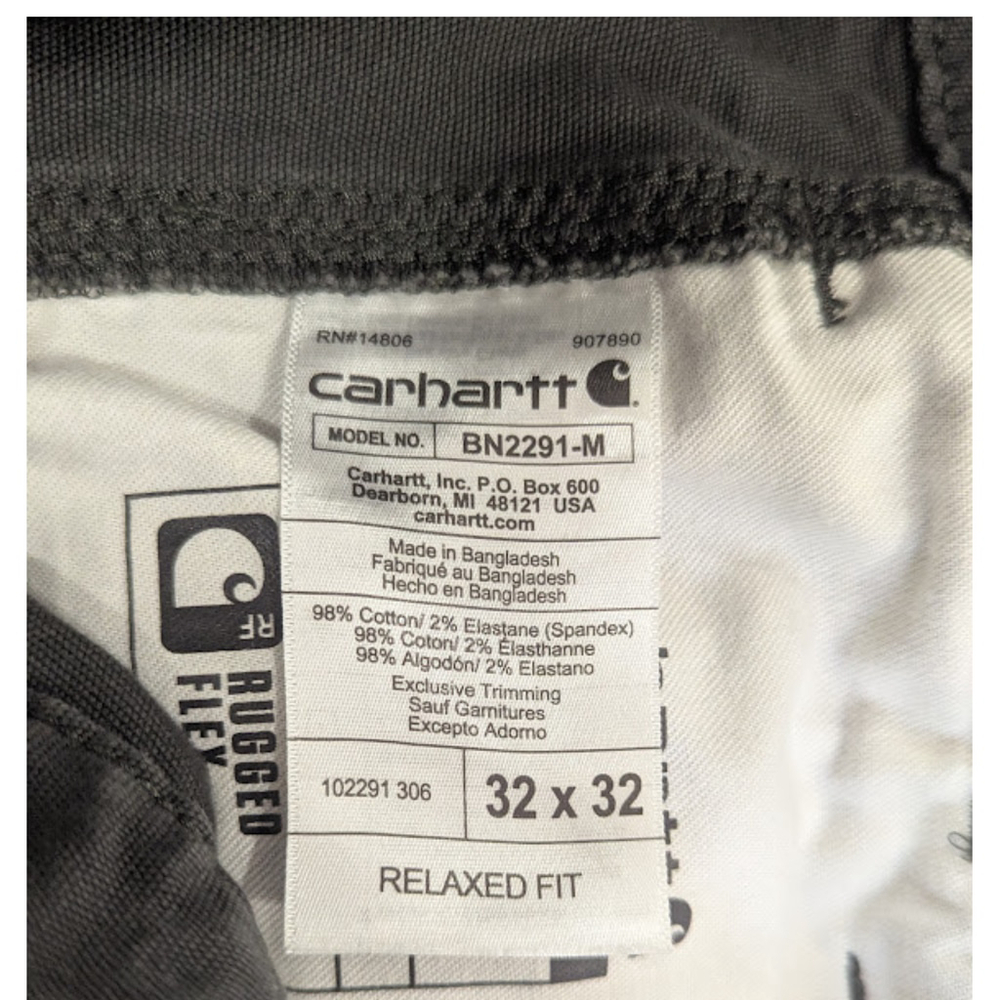 Carhartt Rugged Flex Relaxed Fit Canvas Work Pants BN2291-M Black Men's 32x32 - Picture 7 of 8